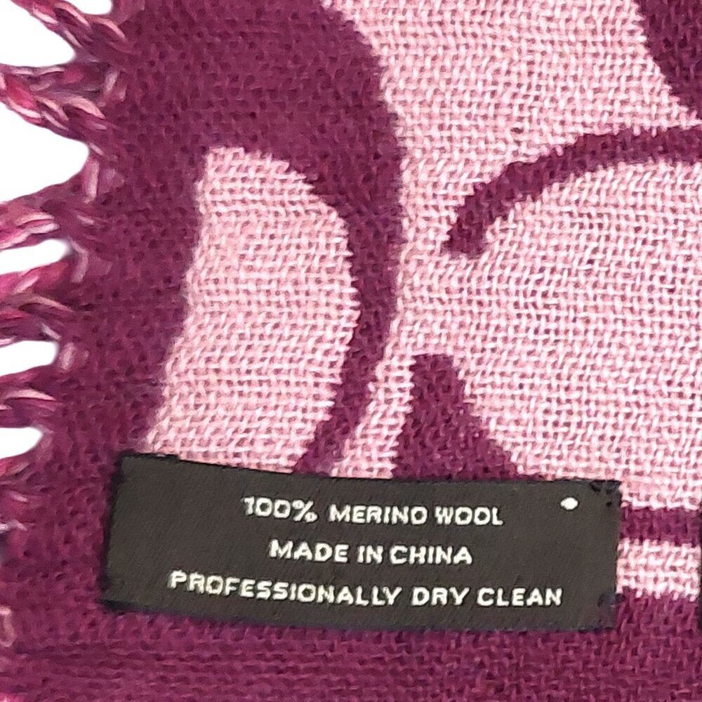 COACH Pink Multi-Color Monogram C Logo Merino Wool Pre-owned Fringed Scarf - Picture 15 of 16